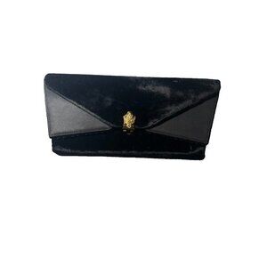 Vintage Britemode Black Velvet Clutch black with comb and mirror